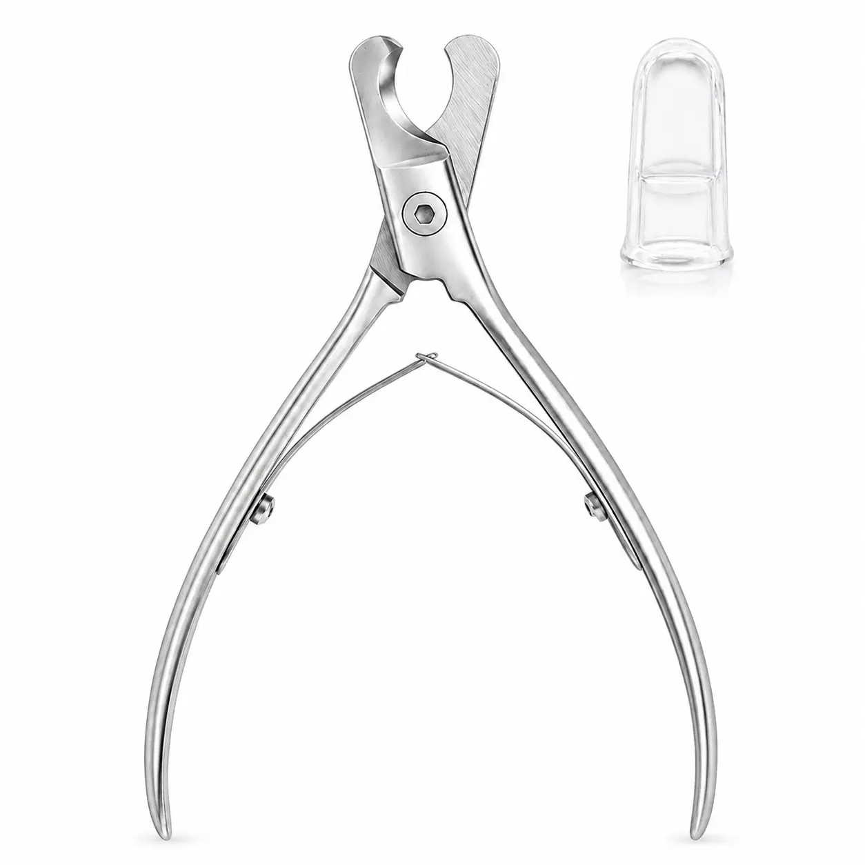 KAVRENLO Universal Compact Pet Nail Trimmer for Dogs & Cats - 12.4cm Stainless Steel Spring-Action Clipper with U-Shaped Jaw, Lightweight Grip for Steady Trimming & Precise Cuts, Satin-Brushed Body