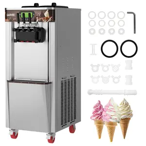 GARVEE 2+1 Flavors 3200W Commercial Soft Serve Ice Cream Machine, 11.0-12.2 Gal/H Soft Serve Ice Cream Maker with LED display, Self-Cleaning, High Productivity Equipment for Restaurant & Snack Bar