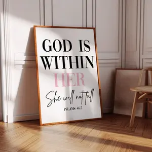 God Is Within Her She Will Not Fall Bible Quote Unframed Poster, Bible Affirmation, Faith And Hope Print Wall Art, Abstract Juneteenth Art Room Home Decor