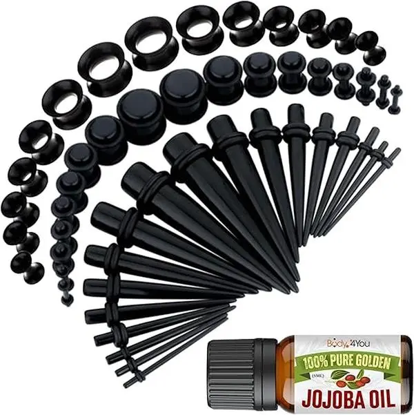 BodyJ4You 54PC Ear Stretching Kit 14G-12mm - Aftercare Jojoba Oil - Acrylic Plugs Gauge Tapers Silicone Tunnels - Lightweight Expanders Men Women Body Jewelry Kit