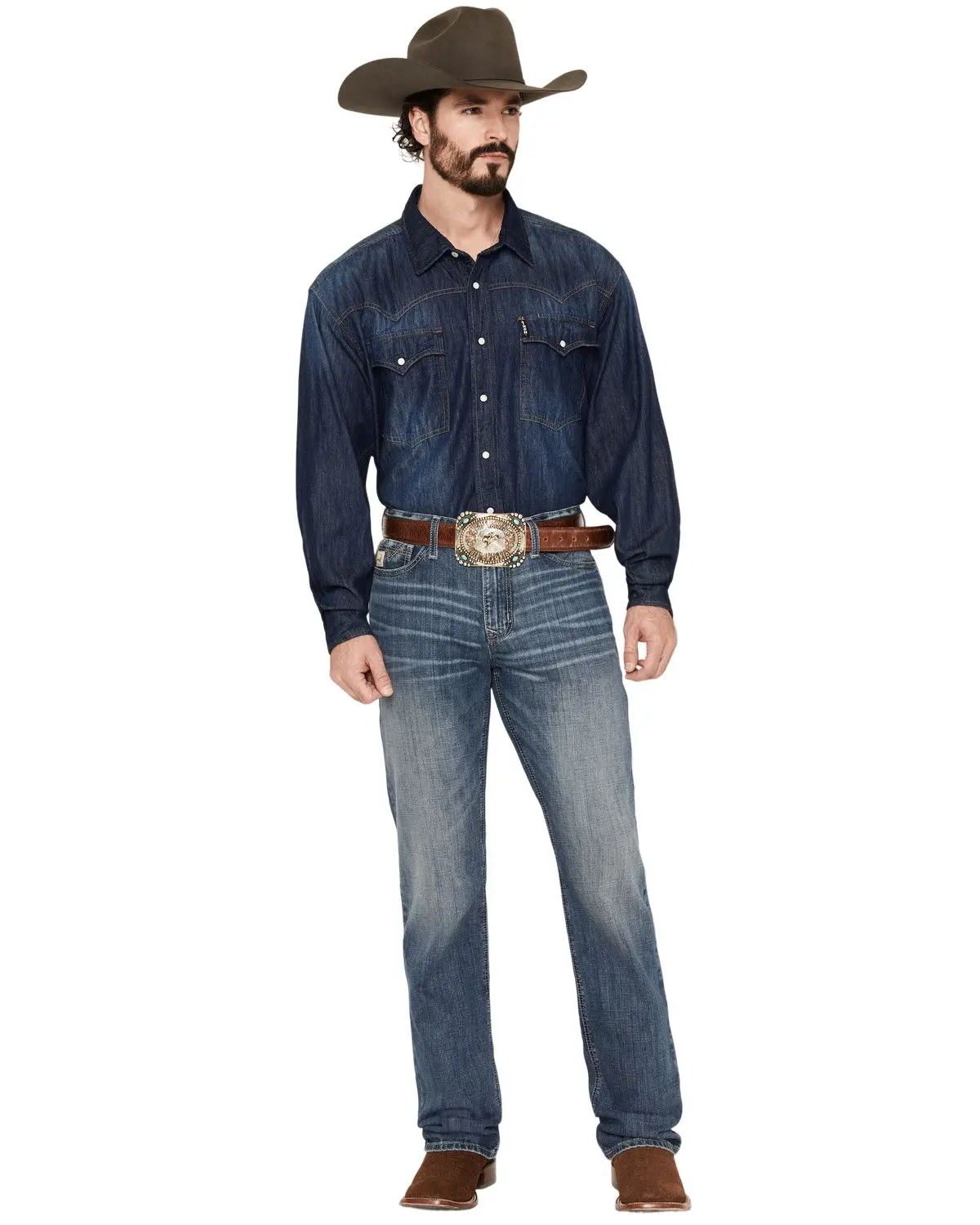 Cinch Men's Men'S Ian Medium Wash Slim Bootcut Stretch Denim Jeans - Mb33736001