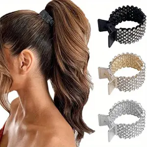 1pc Small Hair Claw Clips For High Ponytail, Rhinestone Shark Hair Clips For Women Thick Long Hair