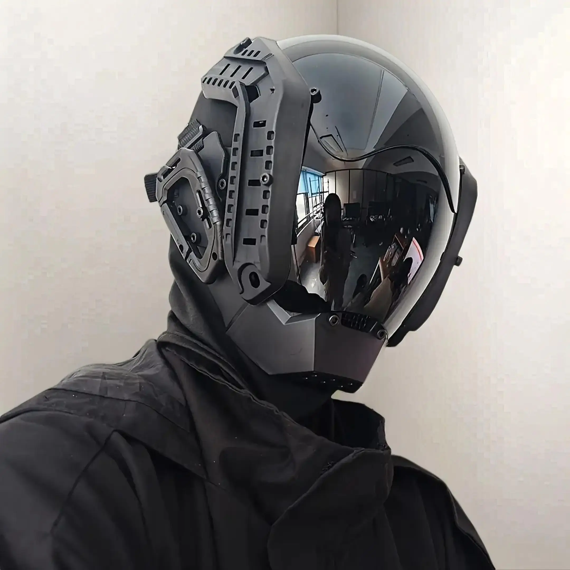 Cyberpunk Mecha Futuristic Mask, Cool Mask, High-Tech Style Accessories, Breathable & Comfortable, Unisex Cosplay Costume, Perfect for Halloween, Christmas, Rave Parties, Photography & Stage, Black, Cyberpunk Masks