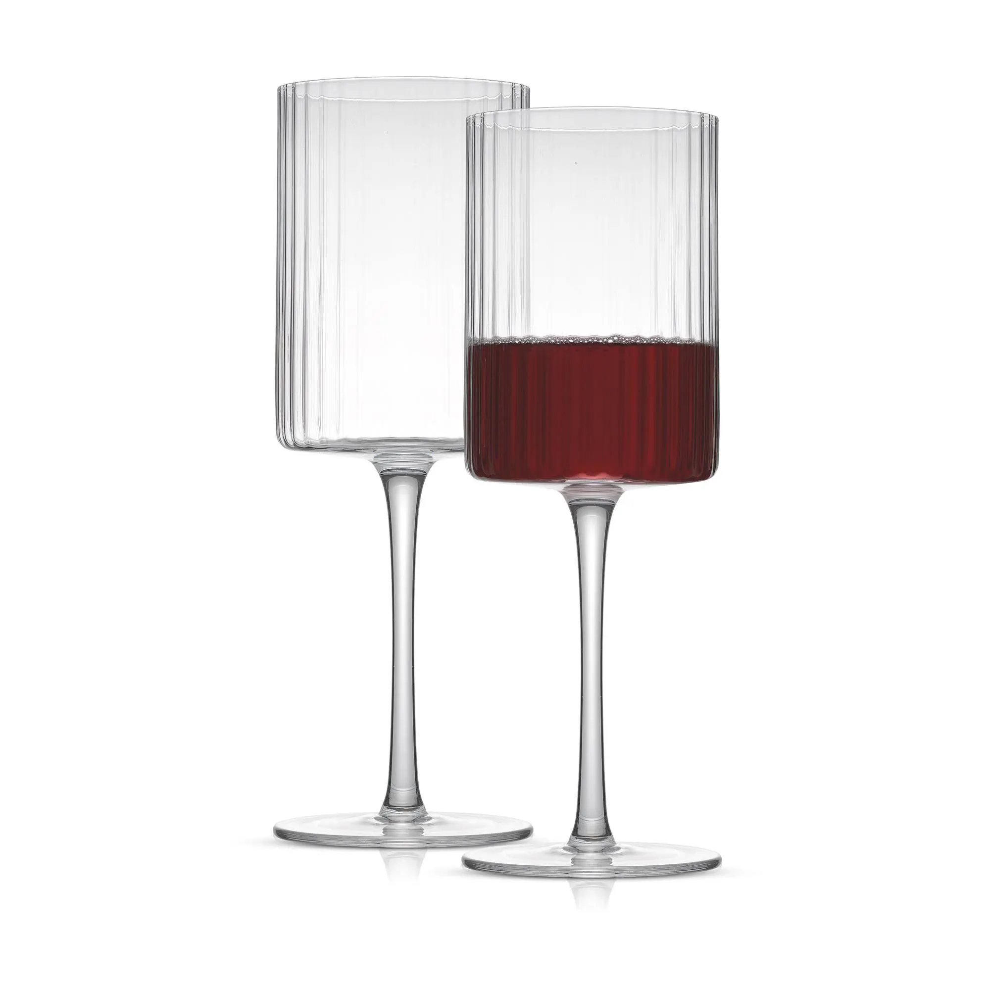 JoyJolt Elle Set of (2) 17.5oz Fluted CylinderRed Wine Glass