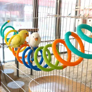 1pc Spring Stretchable Bird Swing, Bird perches for cage, Vibrant Colors, Super Long Spiral Parrot Swing Toy, Can Be Stretched to 3 Meters Maximum, Can Be Hung in And Outside The Bird Cage, Easy to Install, Can Be Hung Vertically, Horizontally