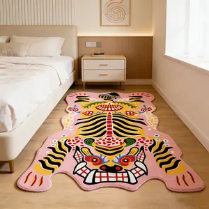 Unique Tiger Skeleton Rug, Boho Graphic Rug, Home Decor Living Room Carpet, Cozy Bedroom Bedside Mat, Soft Plush Floor Pad, Boho Area Rug, Suitable for Sofa Coffee Table Wardrobe Entrance