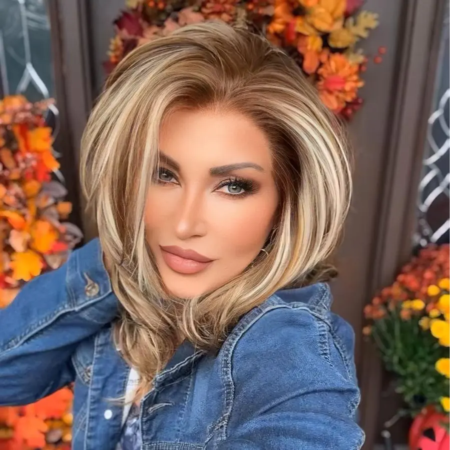 IMstyle Sydney Sunkissed Balayage Medium Brown with Blonde Highlight Layer Cut Style 13*4 Free Parting Heat Friendly Synthetic Wig for Women Daily Wear