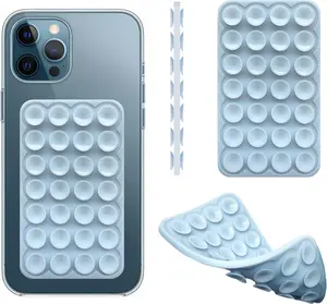 Silicone Double-Sided Suction Phone Case Detachable Mount, ASMR/Fidget Sticky Phone Grip Hands-Free Phone Accessories for Selfies & Videos, Trending TikTok items for iphone & Android(Small, Baby Blue)