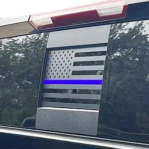 Rear Middle Window  Flag Decal for Chevy Silverado  Sierra 2019 2020 2021 2022 2023 2024 2025  Center Sliding Window Glass  Flag Vinyl Sticker(Thin Blue Line)