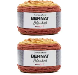 Bernat Blanket Ombre Orange Crush Ombre Yarn - 2 Pack of 300g/10.5oz - Polyester - 6 Super Bulky - 220 Yards - Knitting/Crochet