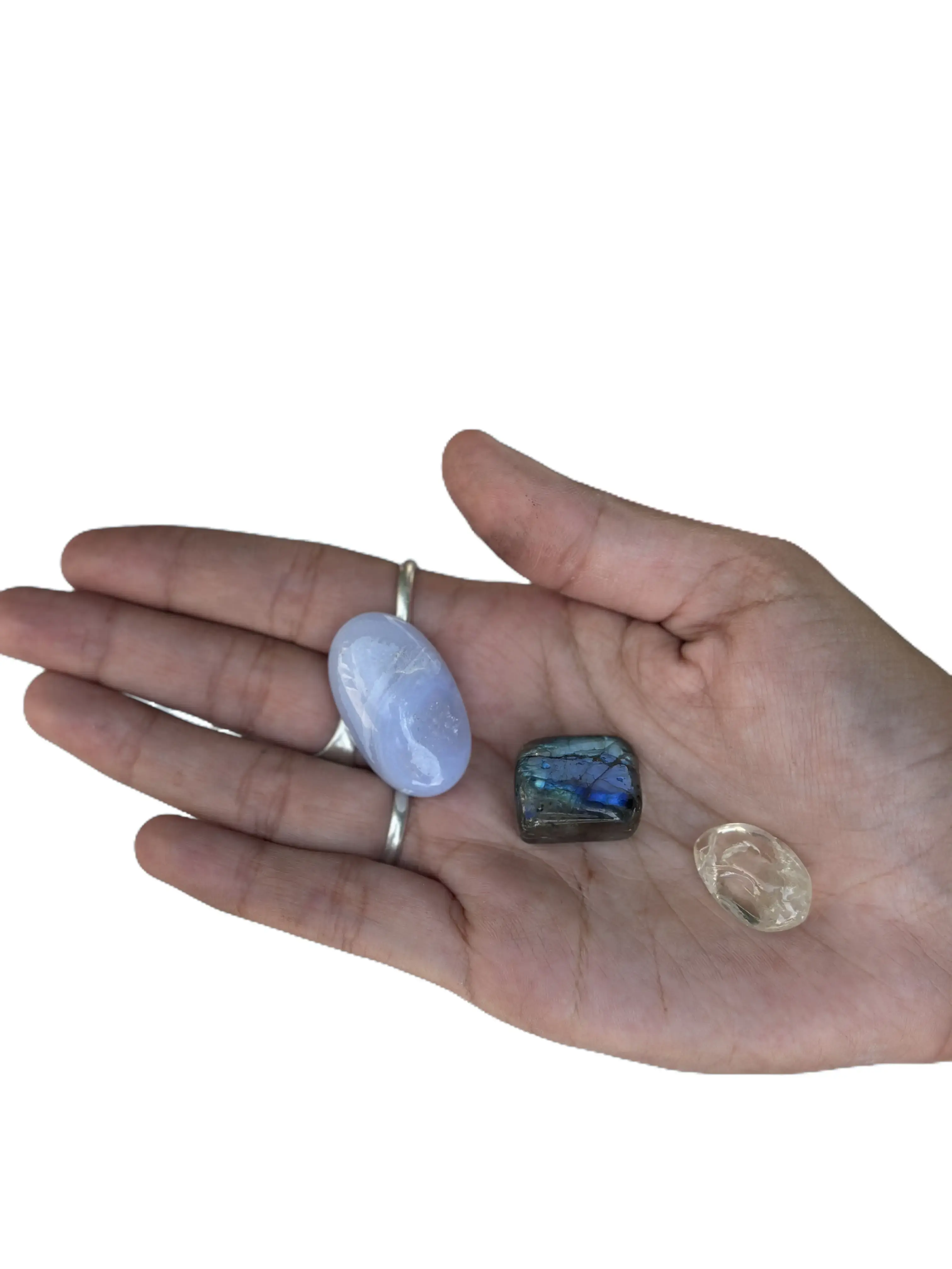 AMITYVILLE APOTHECARY Sagittarius Zodiac Crystal Kit - 3-Piece Healing Stones Set with Labradorite, Topaz, and Blue Lace Agate for Intuition & Self-Discovery, Crystals