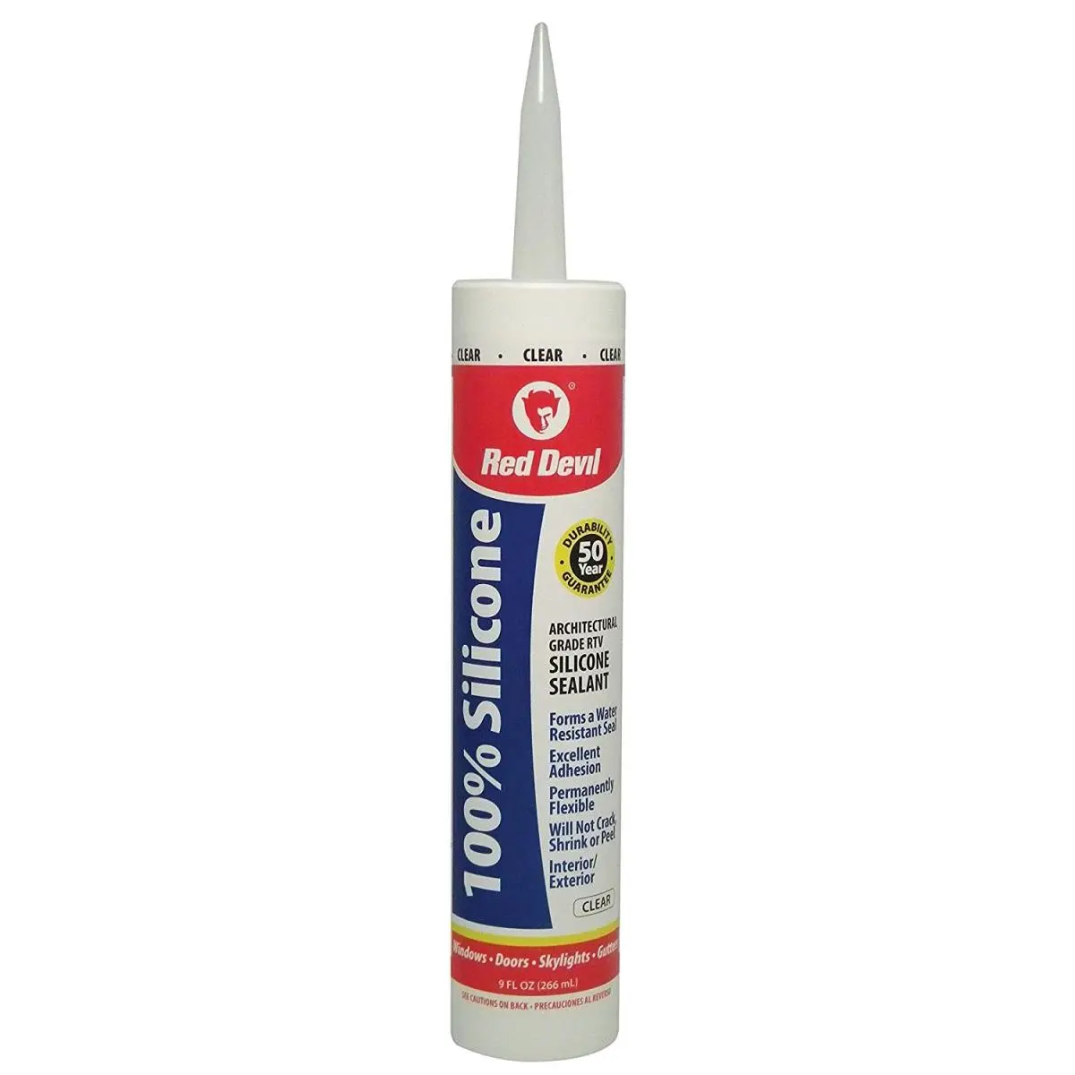 Red Devil 826 Silicone Sealant, Clear - 10.1 oz - Pack of 12