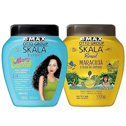 2 Pack SKALA Hair Care Set: Expert Mais Cachos 2-in-1 Conditioning Treatment Cream + Brasil Passion Fruit & Pataua Oil - Nourish, Strengthen, and Transform Your Hair - Each Bottle 1000g/1kg - 35.27 Oz