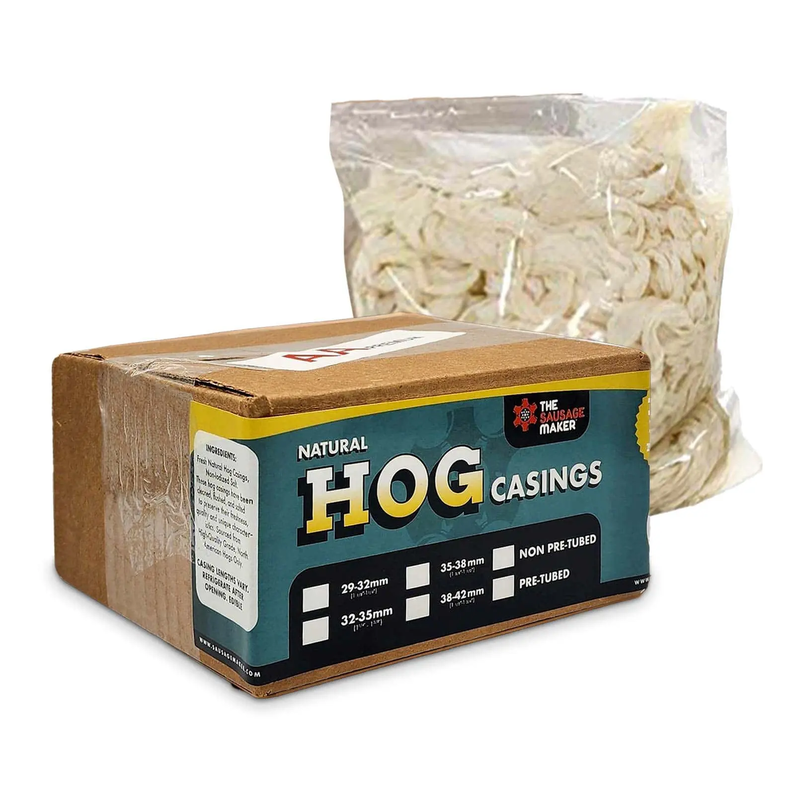 Premium Natural Hog Casings 35-38mm, 1 Hank