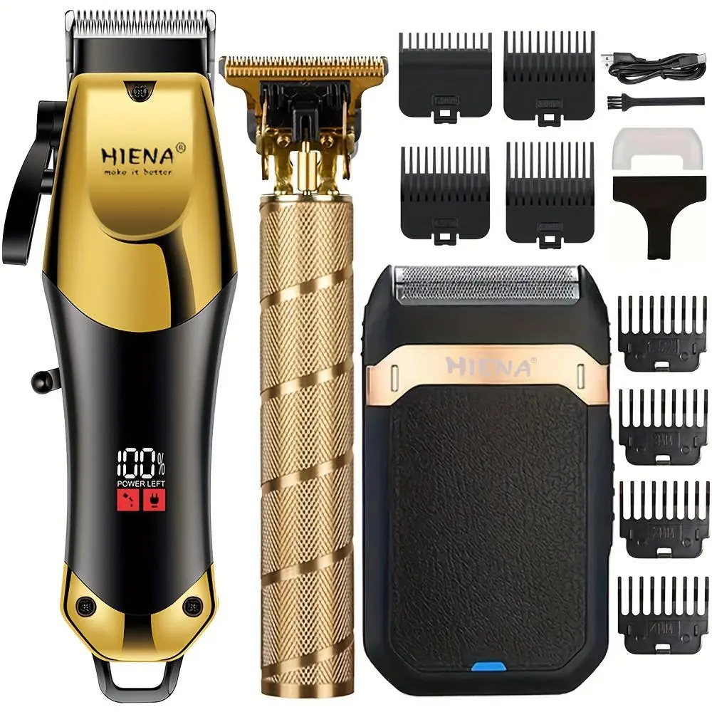 MOVATEK Men's 2-in-1 Cordless Trimmer & Clipper Shaver Set - Lightweight Barber Equipment, Hair Cutting Kit, Digital Display, USB-Rechargeable 1200mAh Lithium Battery, ABS Body, 1 Kit for Hair + Beard, Ideal Holiday Gift for Him