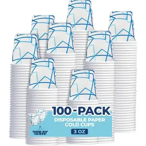 3 oz Bathroom Cups - Mouthwash Cups | 100 Small Paper Cups - Bulk Disposable 3oz Mini Small  Coffee Cups - Leak Free,  Safe, Tightly Rolled Lip Paper Cup