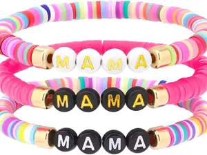 Mothers Day Bracelets Gifts for Mom, Mom Gifts from Daughter Son, Mama Beaded Stretch Bracelet, Birthday Anniversary Appreciation Gifts for Wife Grandma