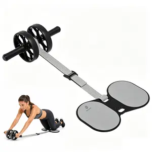 Soulyis Elastic Rope Ab Wheel, double wheels with resistance band, quiet and non-slip, home full-body training equipment, adjustable intensity, ergonomic handles.