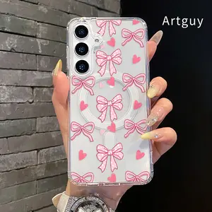 Love Heart Bows Advanced fashion giftMagnetic Case Compatible with Samsung Galaxy S26 Edge S24 Plus S25 Ultra S23 FE Ultra S22+ Shockproof TPU Premium Stylish Durable Protection Cover