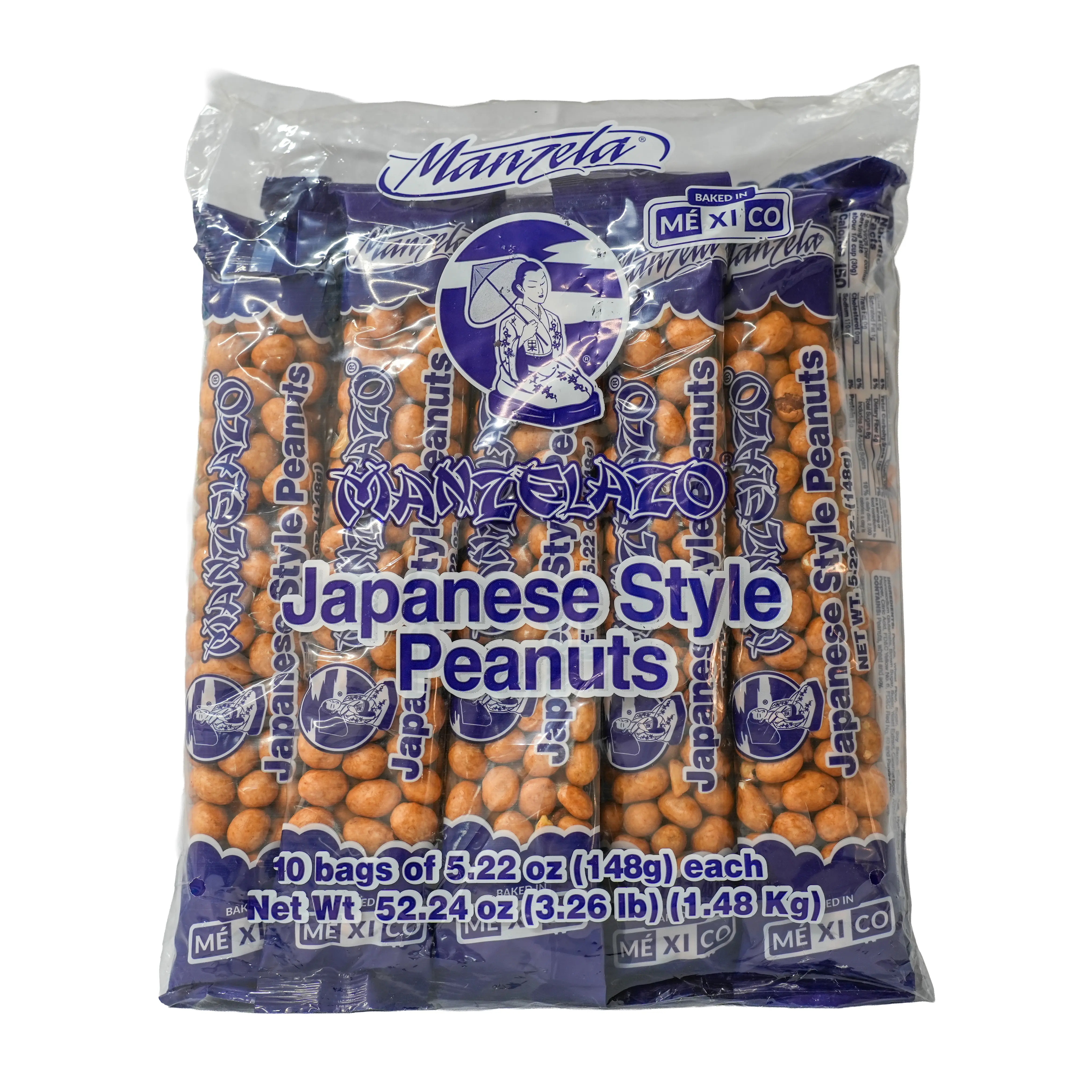 Manzela Manzelazo Japanese Style Peanuts - Medium-Sized Bags, 10 Bags of 5.22 oz Each, Perfect Snack