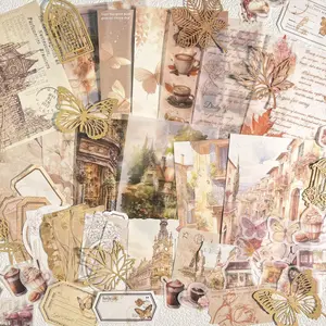 Random Style Vintage Special Scrapbook DIY Materials Set, 56pcs/set Vintage Materials Paper for DIY Crafts, Greeting Card, Scrapbooking Supplies, Office & School Paper, Scrapbook Page, Scrapbook Photo Album