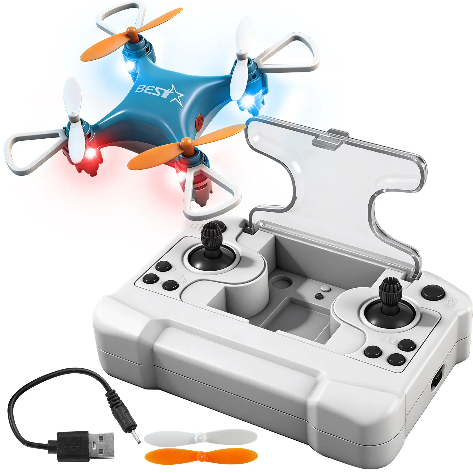 Mini RC Quadcopter Drone with LED Lights – Easy-to-Fly Remote Control Drone for Kids & Beginners, USB Rechargeable