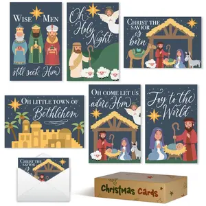 Folded Blank Christmas Cards | Set of 54 | Envelopes Included | Holiday Supplies Festive Illustrated