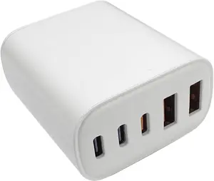 USB C Wall Charger Block, 50W Type C Fast Charging Blocks, 5-Port PD Power Adapter + QC Wall Plug, Multiport USB Wall Charger Brick Cube Compatible with iPhone, i Pad, Samsung, Tablets, White