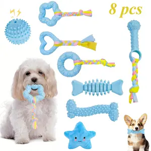 8/6 Pack Puppy Chew Toys for Teething,Cute Blue Pink Small Dog Toys Set,Teething Toys for Puppies,Soft Durable Interactive Chew Toy for Small Dogs,Party Gifts,Home Supplies