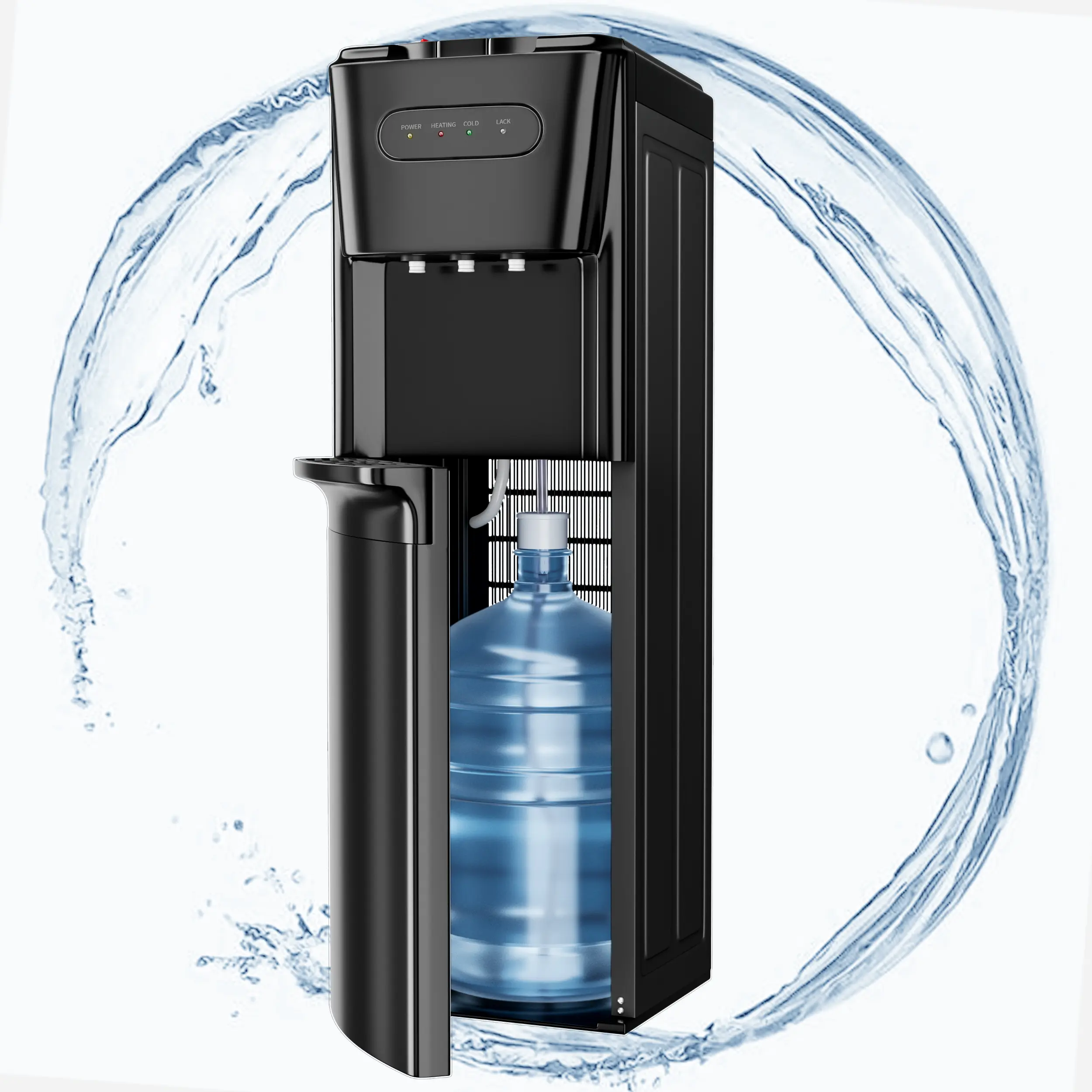 Devoko Ice-Cold Water Cooler Dispenser with Rubber Hose, 6.5L/Hour Heating, Fast Cooling, Empty Bottle Indicator, Child Safety Lock, Slim Body, Removable Hose Washes Easy, Fits 3/5 Gal Bottles, Ideal for Home & Office Kitchen Appliances, Ice-Cold Water Co