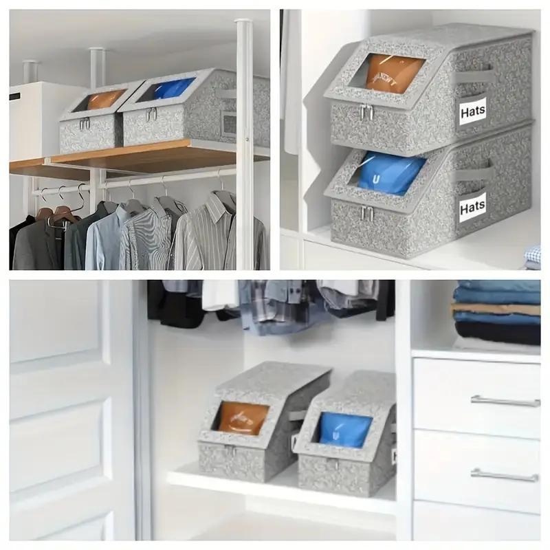 Stackable Hat Storage Boxes for Baseball Caps, Holds Up to 24 Hats, Durable Cardboard Box for Men, Classic Style, Wardrobe Organizer versatile solution