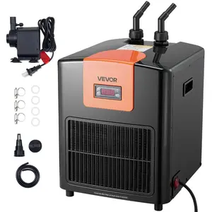 VEVOR Aquarium Chiller 150 Gallon, 1/2 HP Water Chiller for Hydroponics, Fast Cooling for Fish Tank, Axolotl, Coral Reef, Quiet Refrigeration Compressor, Titanium Evaporator, Complete Fittings