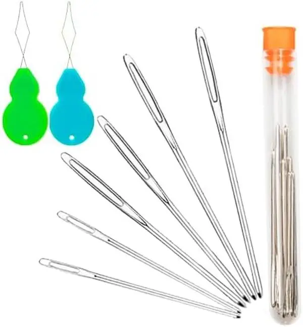 Pro Quality Rustproof Stainless Steel Large-Eye Blunt Needles - 6-Count Sewing Supplies, Sewing Tools for Knit Repair, Weaving, Crafting Finishing (Multi-Size), Six Pieces