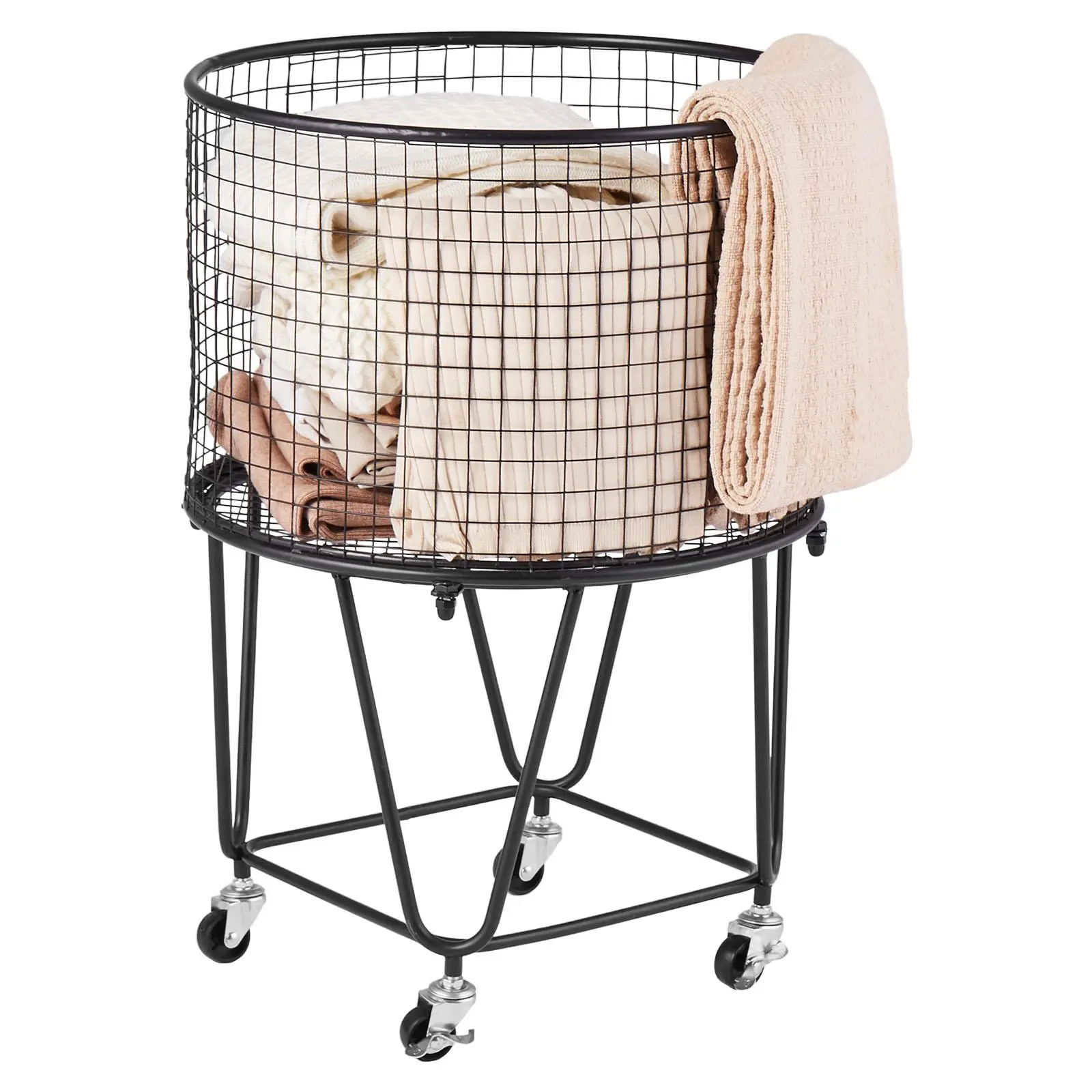 VEVOR Heavy-Duty Carbon Steel Laundry Cart - Smooth 360 Swivel Caster Wheels, 60 LBS Load Capacity, Durable Support Cart for Laundry, Shopping, Heavy-Duty Support Carts