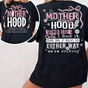 Motherhood Quote Graphic T-Shirt Funny Mom Life Tee Some Days I Rock It Some Days It Rocks Me Shirt Women Casual Oversized Tee Trendy Motherhood Gift Soft Cotton Everyday Wear