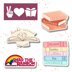 Book Lovers Sticker Pack - Decorative Stickers Featuring Books, "Read More Books," and "Inclusive Books" Themes