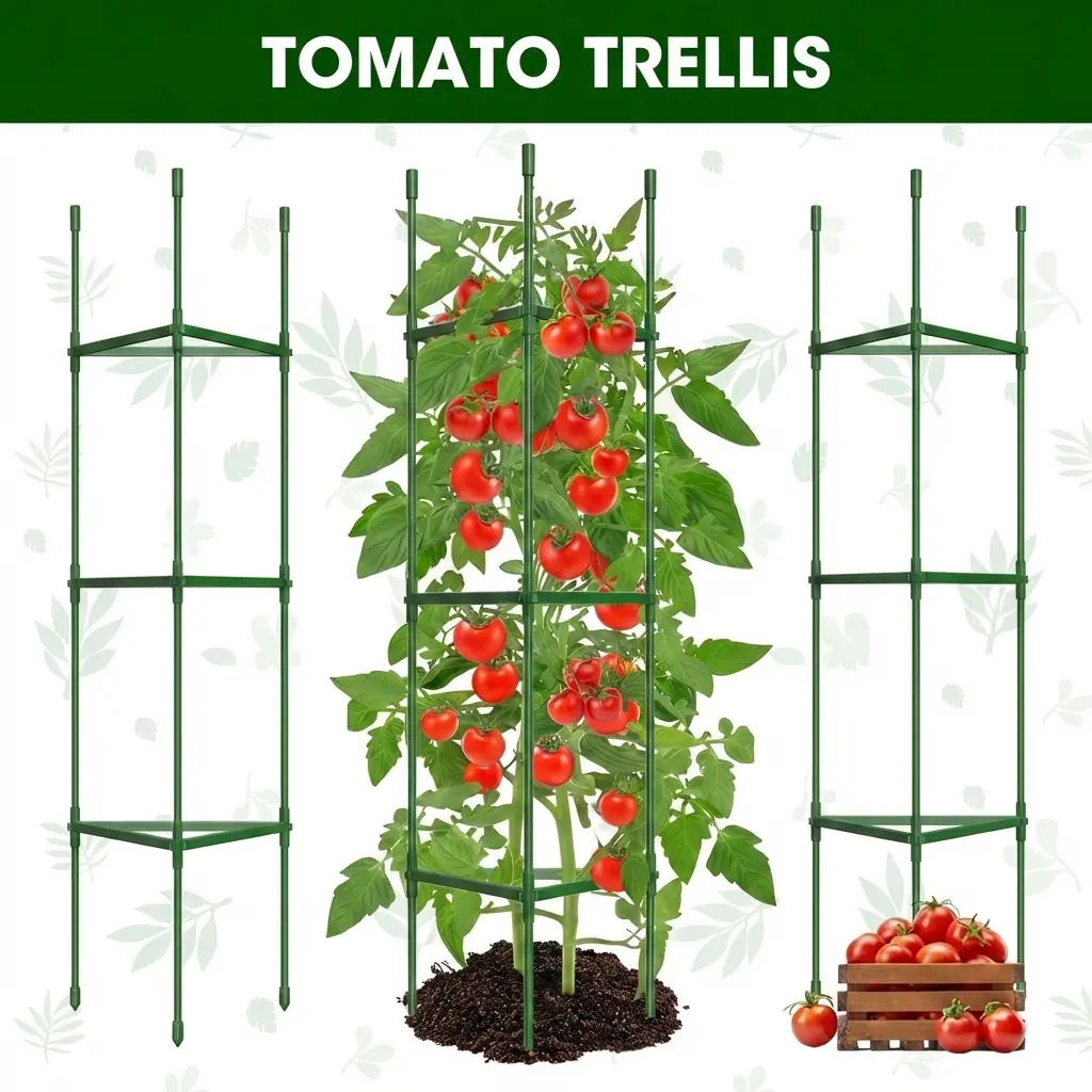 3 Set Tomato Cages for Garden,Tomato Trellis for Raised Garden Bed, Up to 51.2Inch Tomato Cage Trellis-Upgraded Hexagon Connector, Gardening Supplies Trellis for Climbing Plants, Sturdy, Plant Support