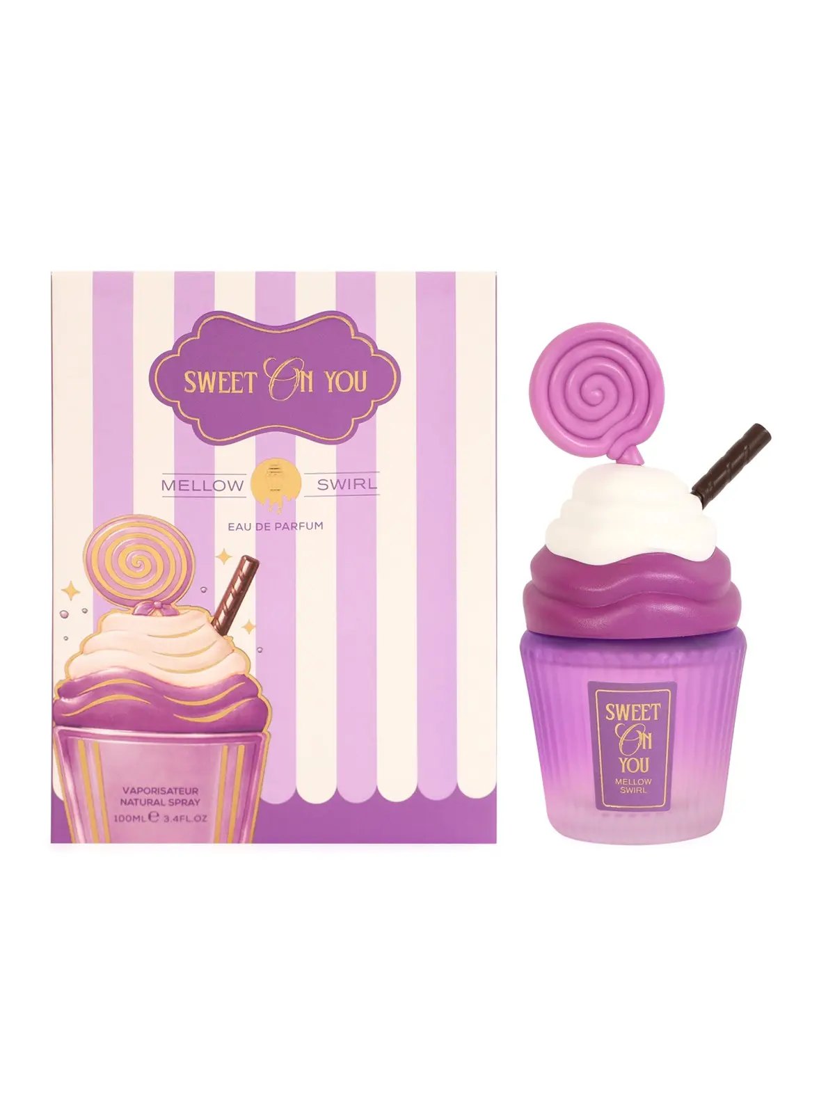 Sweet On You Mellow Swirl Eau de Parfum - 3.4 fl oz - Purple Cupcake Design - Perfect for Gift