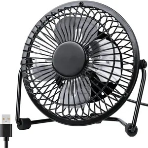 Desk Fan Quiet Small USB Fan 360? Rotation Portable Table Fan 2 Speed Mini Personal Fan Air Cooling Electric Fan for Home Office Bedroom Travel Camping, 4 inch Black