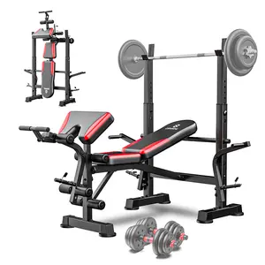 Adjustable Weight Bench, Bench Press Rack With Squat Rack For Full Body Workout, Compact Home Gym, 660LBS Adjustable Weight Bench, Bench Press Rack With Squat Rack For Full Body Workout, Compact Home Gym, 660LBS
