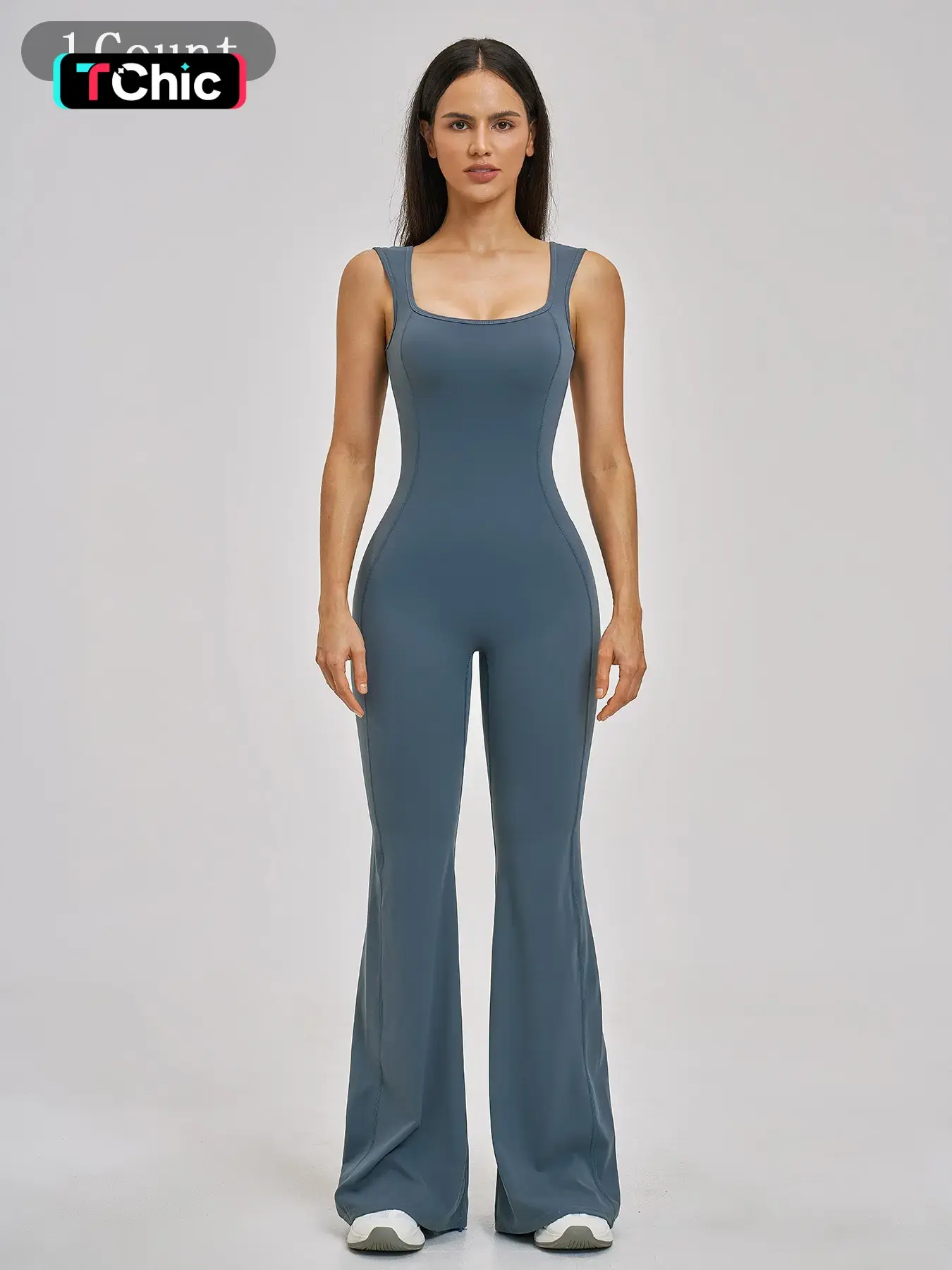 Cross-Border Sports Yoga Backless One-Piece, Slimming Fitness Yoga, European Style Micro Flare Bodysuit, Women's Activewear, Shaping Yoga Jumpsuit, Stretchy Sports Outfit, Sporty Yoga Jumpsuit, Yoga Workout Jumpsuits