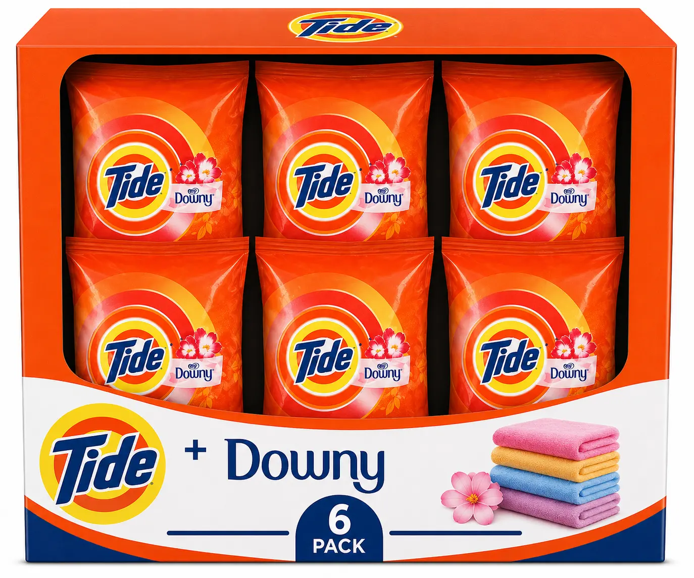Tide + Downy Powder Laundry Detergent, 6 Pack (6 × 690 g), Deep Cleaning Laundry Powder
