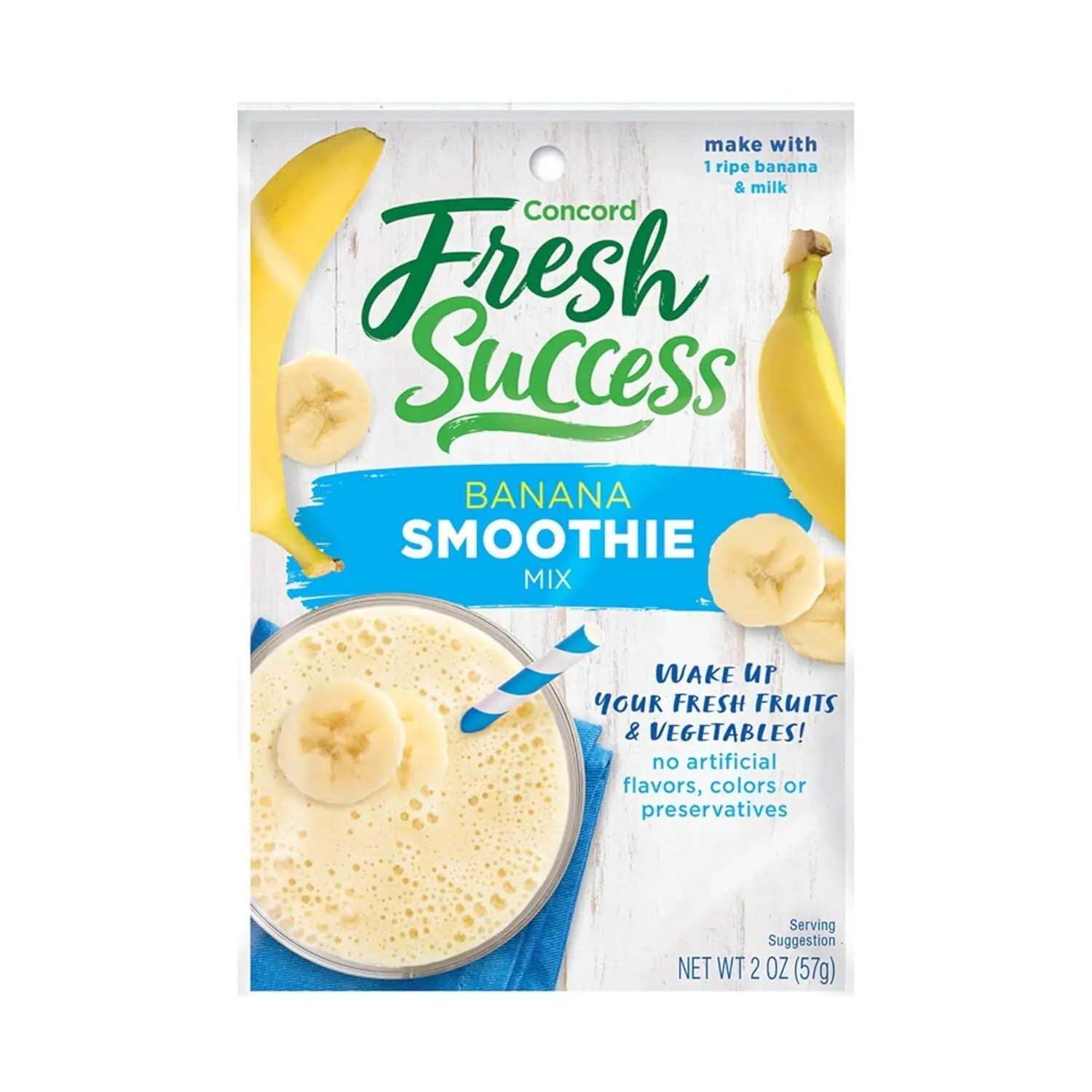 (4-Pack) Concord Fresh Success BANANA Smoothie Mix Just Add Fruit, Ice, & Milk