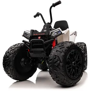 24V Kids ATV, 2 Seater Ride On Car,4WD Toddler Car 4x200W Powerful Engine, Dual 7AH Batteries,Accelerator Handle, EVA Tires,Full Metal Suspension,LED Lights & Music,White
