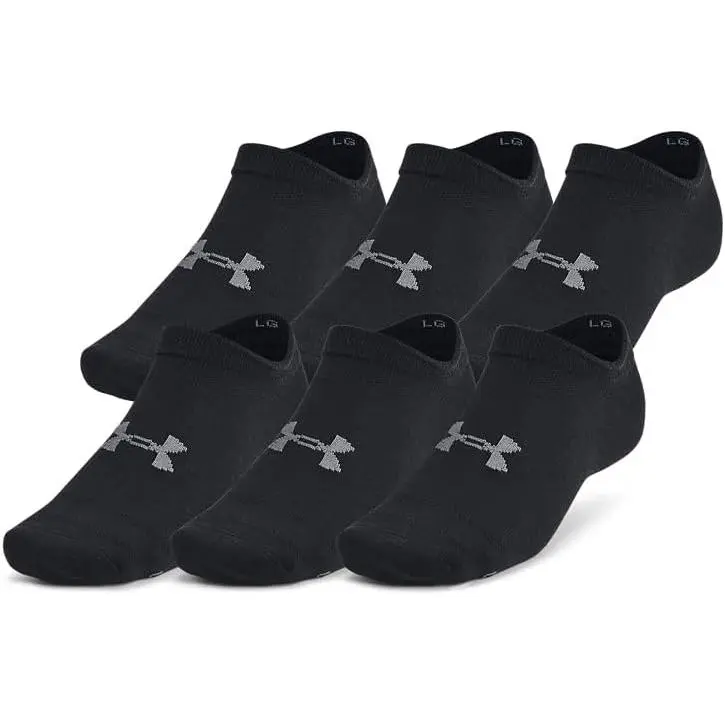 Under Armour Unisex Essential No Show Socks, Lightweight Sweat-Wicking Mesh with Arch Support, 6-Pack, Fitted, Active Socks