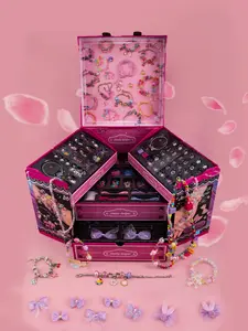 1600+ Pcs Kids Crystal Beads Necklace Bracelet DIY Jewelry Set, Bow Headband Treasure Princess Gift Box for Girls Birthday Party Jewelry Making Kit