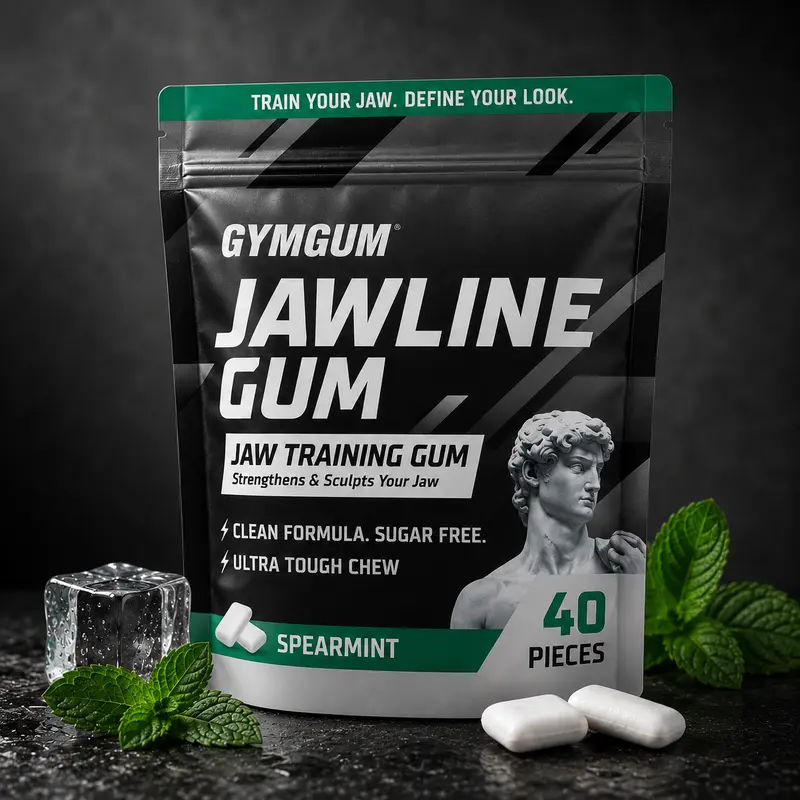 GYMGUM Jawline Gum - 10x Harder Chew | Spearmint | Ultra Tough Jaw Sculpting, Sugar-Free Chewing Gum for Jaw Training and Jawline Definition