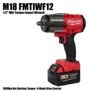 Milwaukee M18 FMTIWF12 1000Nm 1/2 Inch Impact Wrench For Heavy Equipment lithium battery replacement job site professional power tool