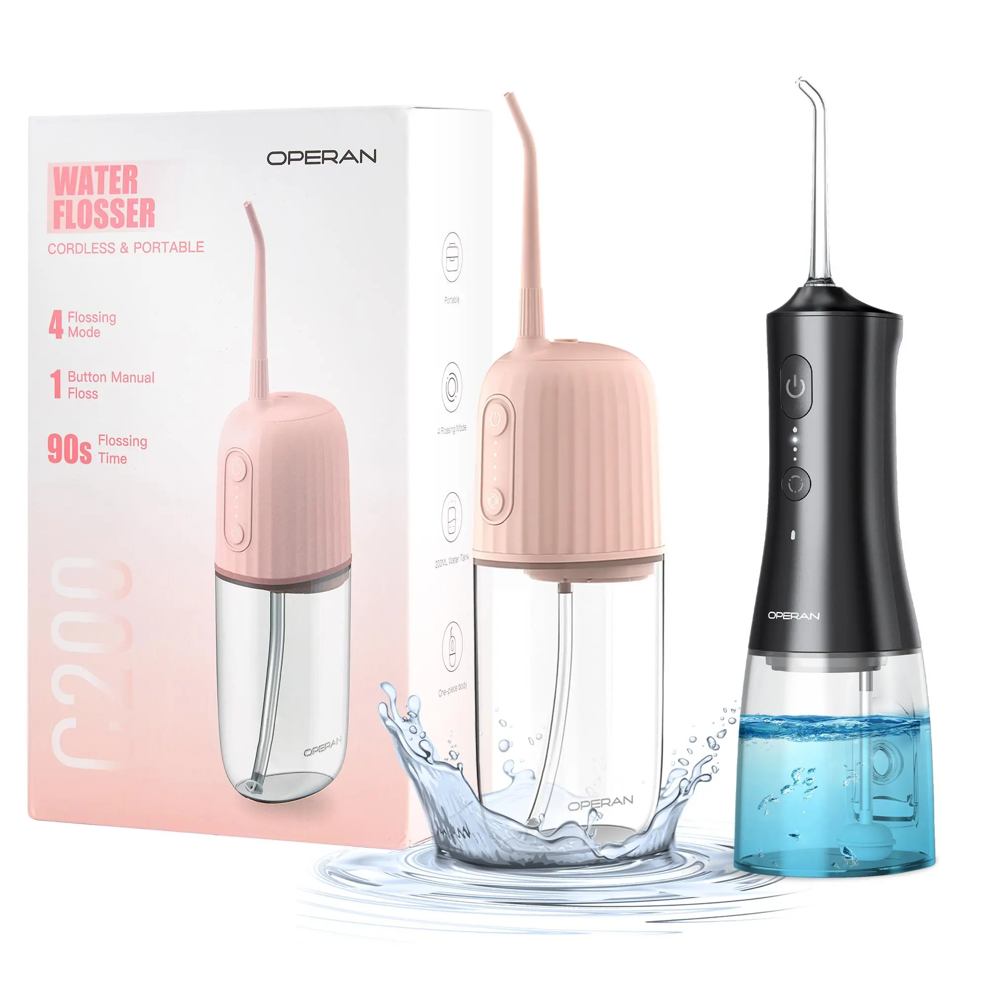Operan Water Flosser with 4 Modes and Nozzles Rehargeable Portable Cordless Oral Irrigator for Home & Travel,Gift ,Mother's Day Gifts