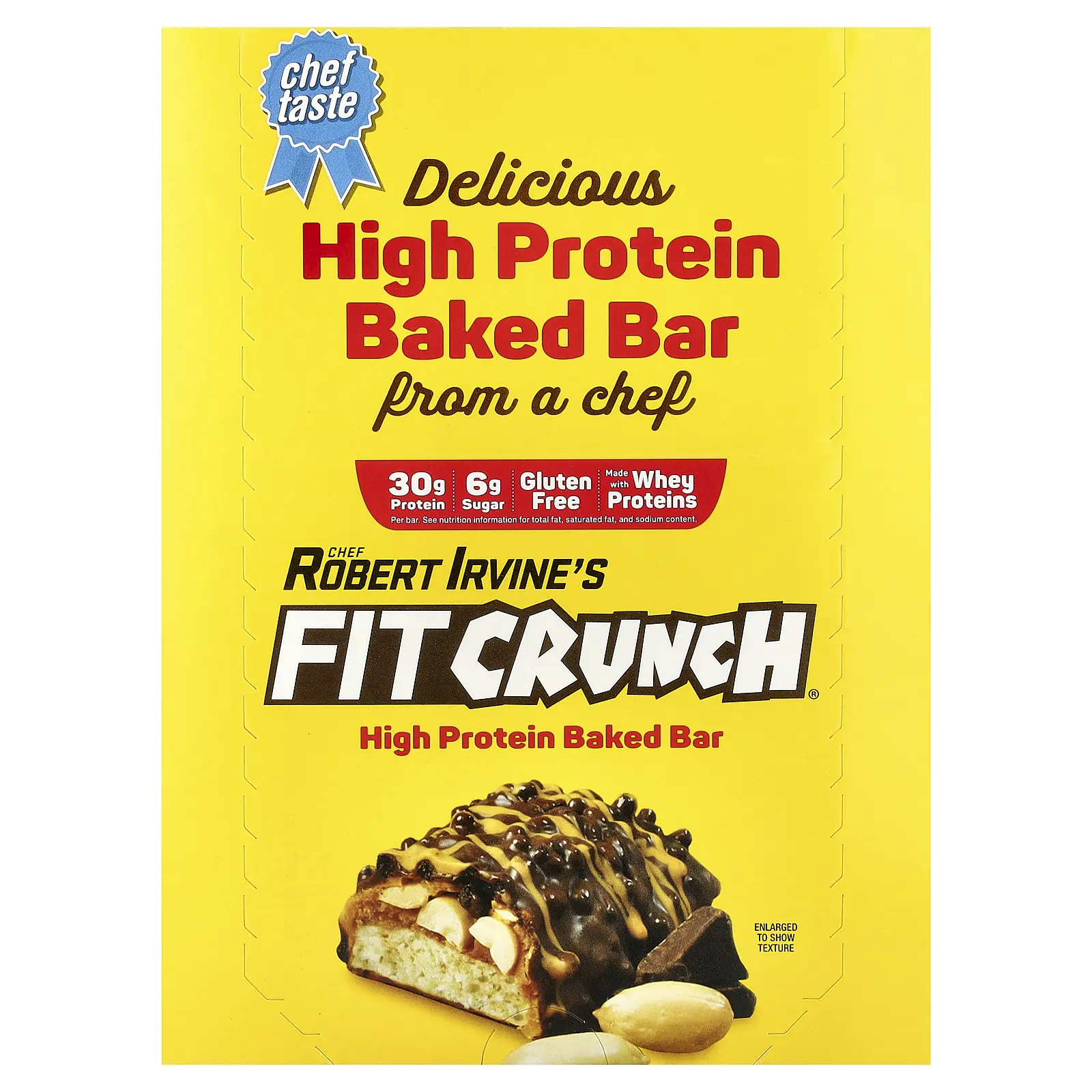 FITCRUNCH High Protein Baked Bar, Peanut Butter, 12 Bars, 3.10 oz (88 g) Each